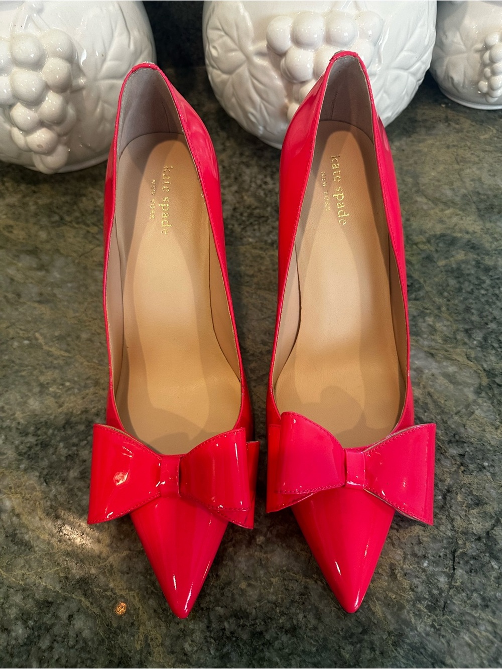 Kate Spade New York Hot Pink Patent Leather Bow Pointed Toe Stiletto Pumps